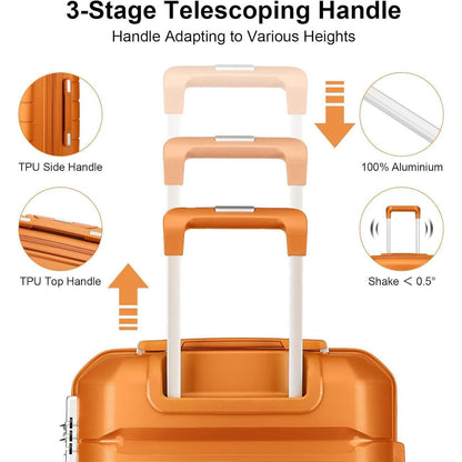 Hartschalen Koffer Trolley 55cm Erweiterbar Orange | TSA Schloss