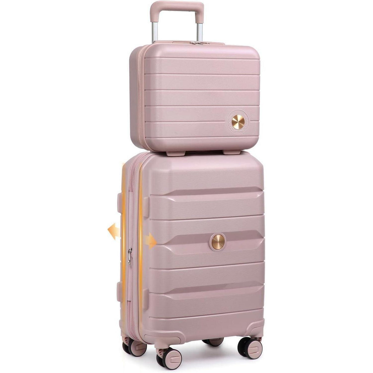 Rosa Handgepäckkoffer Trolley Erweiterbar mit TSA-Schloss 55cm