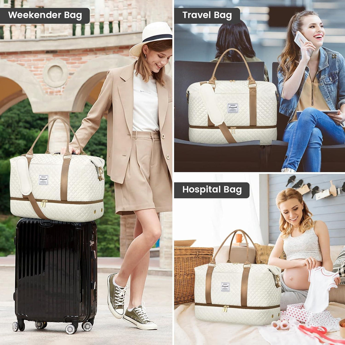 Reisetasche Damen Sporttasche mit Schuhfach Nassfach Weekender Duffle