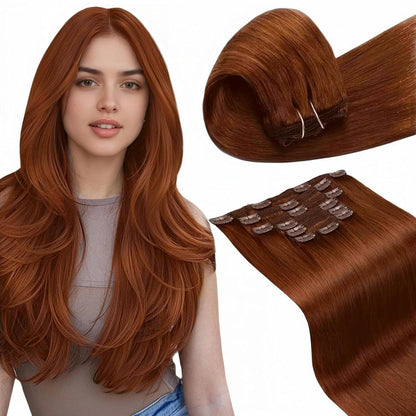 Rote Echthaar Clip-In Extensions 55cm – Volumenset