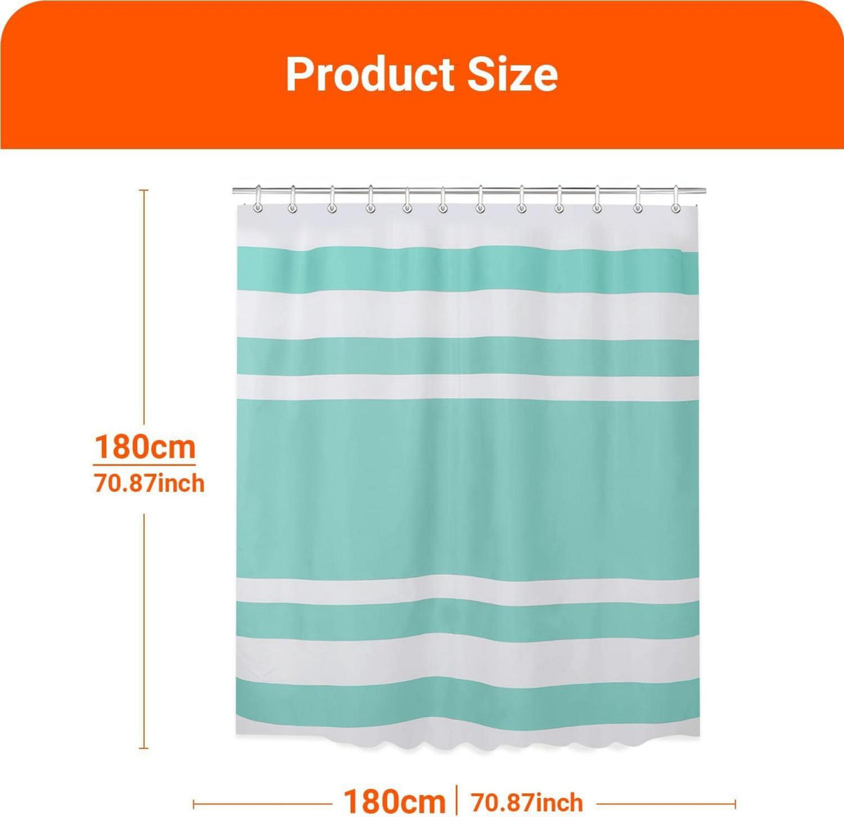 Duschvorhang Grün Streifen 180x180cm Antischimmel Textil Polyester mit