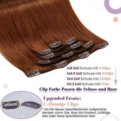 Rote Echthaar Clip-in Extensions 55cm - Salon Qualität