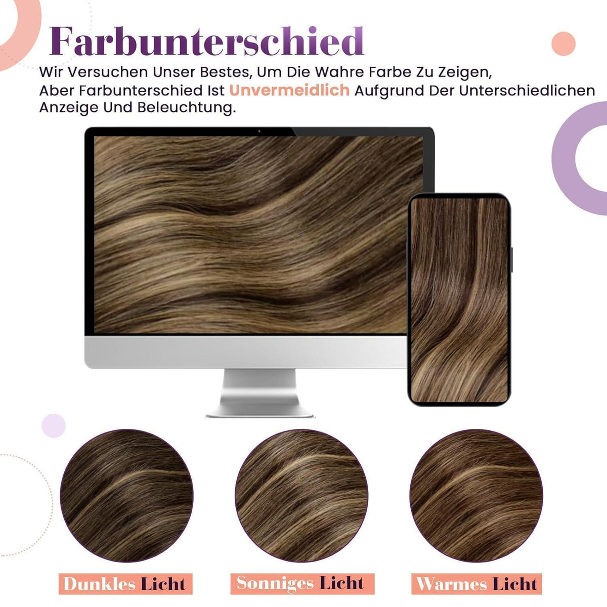 Echthaar Clip-in Extensions Braun Ombre 60cm