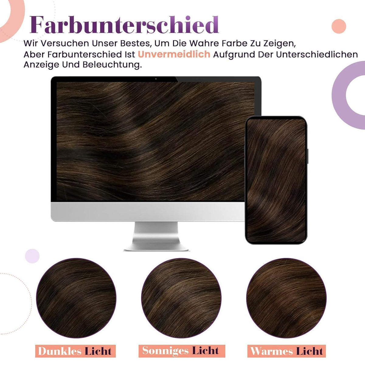 Clip-in Echthaar Extensions Ombre Braun 45cm