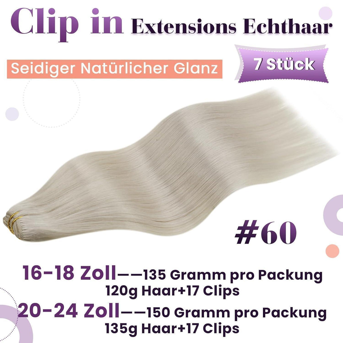 Echthaar Clip-Ins Blond 50cm – Volumenset