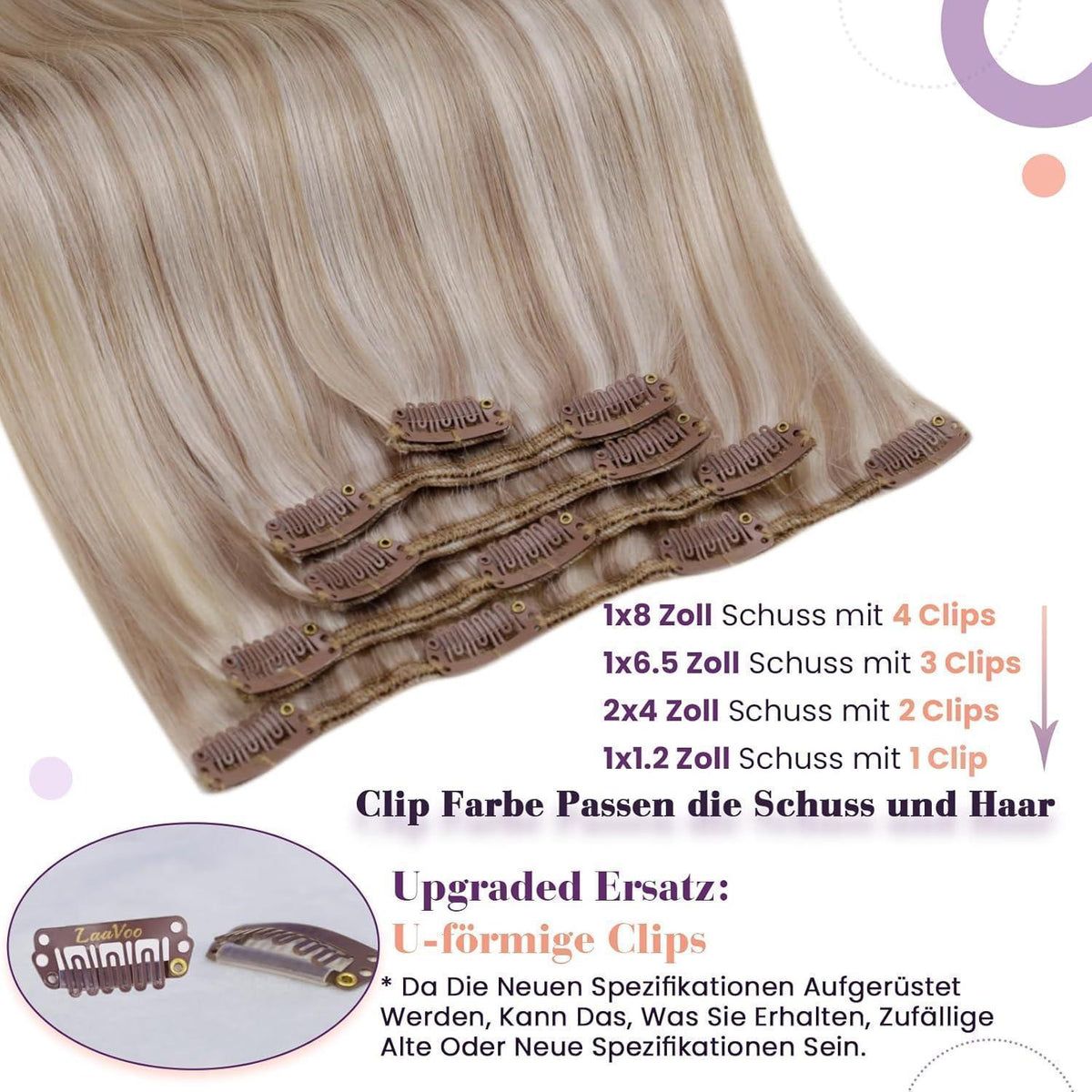 Clip-In Haarverlängerung Blond Remy Echthaar 45cm