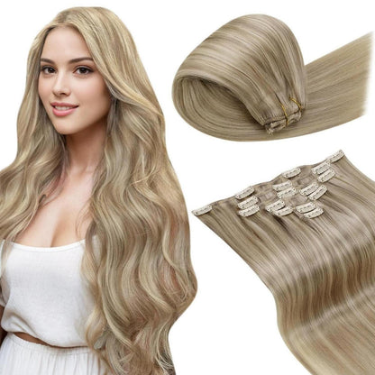 Echthaar Clip-in Extensions Blond 45cm - Remy Haar