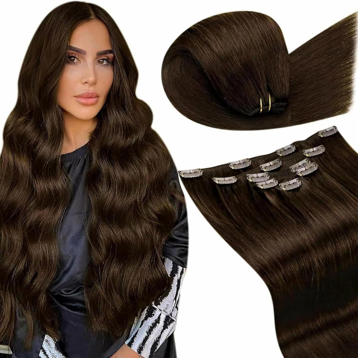 Echthaar Clip-in Extensions Braun (35cm, 80g)