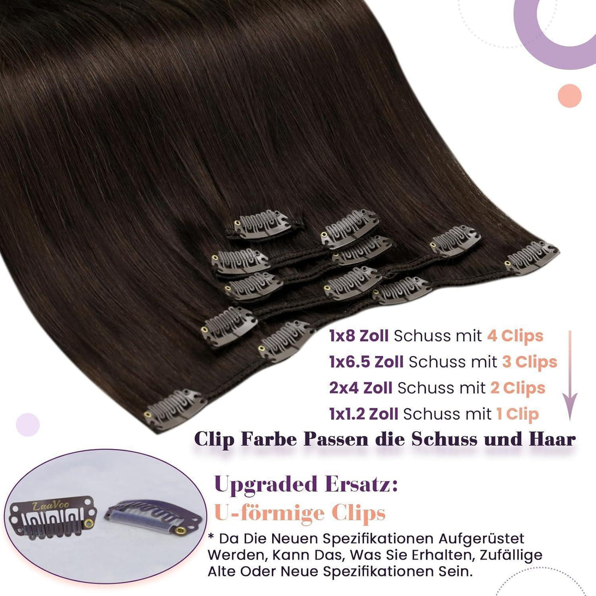 Echthaar Clip-in Extensions Braun (35cm, 80g)