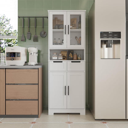 Hochschrank mit 4 Türen – Vitrine & Küchenschrank für Küche & Wohnen