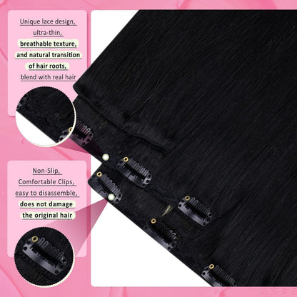 Clip-in Echthaar Extensions Schwarz 35cm – Volumenspendend & Stylingfähig