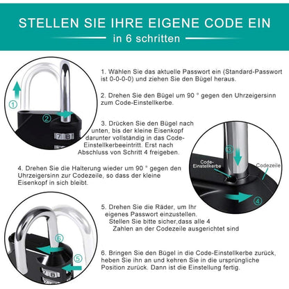 ZHEGE Zahlenschloss 4-stellig, wetterfest, violett