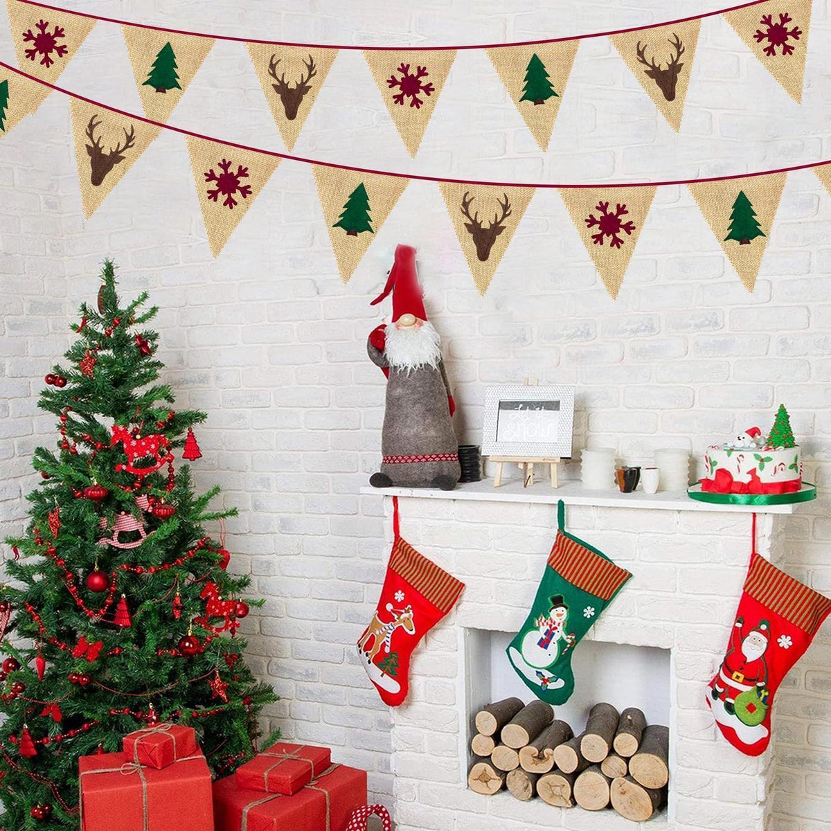 Weihnachtsbanner Sackleinen – Rustikale Weihnachtsdeko