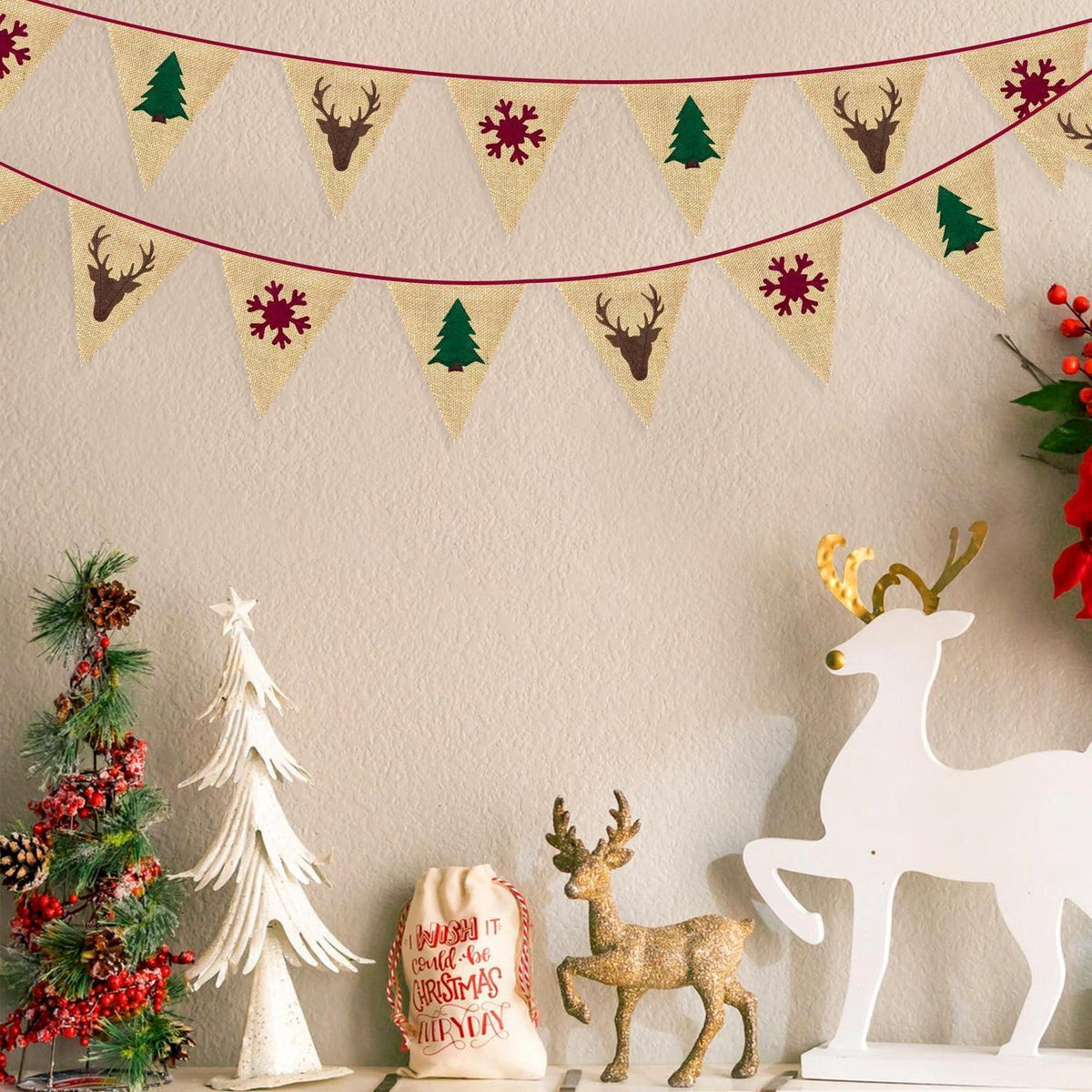 Weihnachtsbanner Sackleinen – Rustikale Weihnachtsdeko