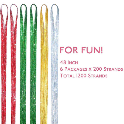 Glitzer Haarsträhnen Set Weihnachten – 1200 Strähnen