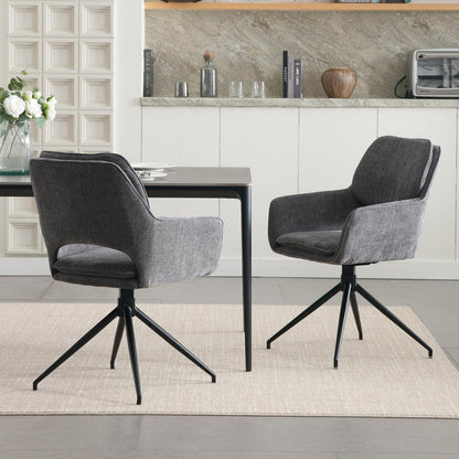 Esszimmerstühle Set Grau, 360° Drehstühle, Chenille & Komfort