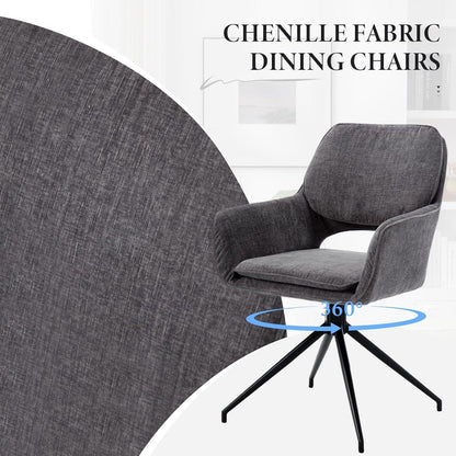 Esszimmerstühle Set Grau, 360° Drehstühle, Chenille & Komfort