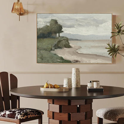 Vintage Meereslandschaft Leinwandbild mit Holzrahmen 50x75 cm