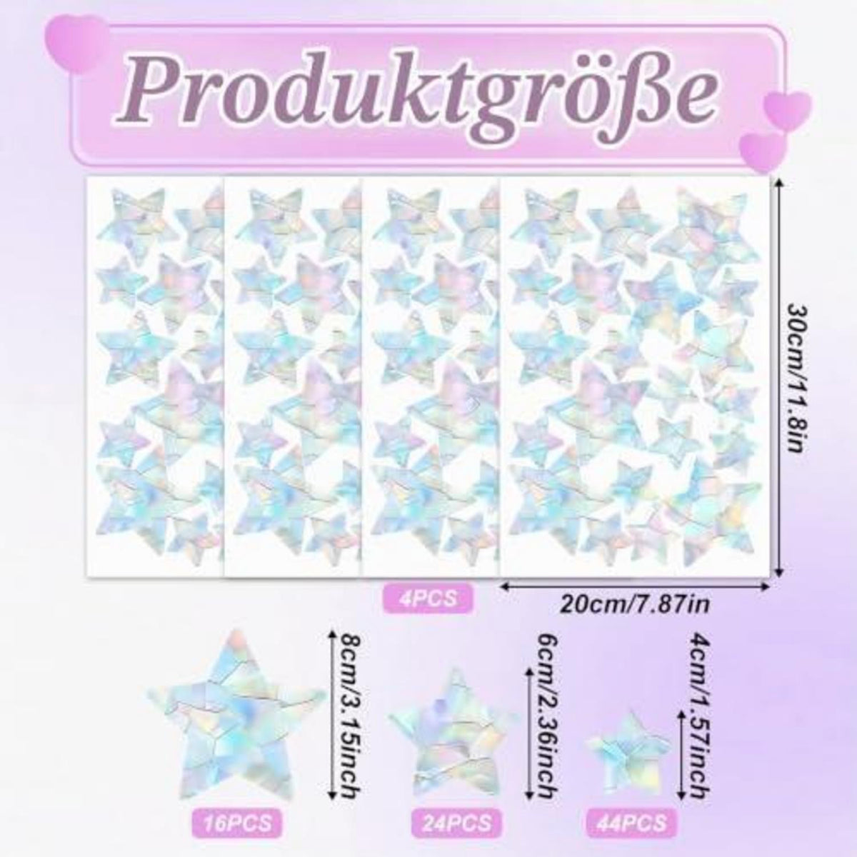 84x Prisma Fensteraufkleber Sterne – Anti-Vogel & Suncatcher