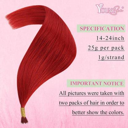 Rot 50cm Echthaar Nano Ring Extensions – Remy Haarverlängerung