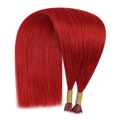 Rot 50cm Echthaar Nano Ring Extensions – Remy Haarverlängerung