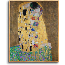 Vintage Leinwandbild "Der Kuss" mit Holzrahmen 50x75 cm