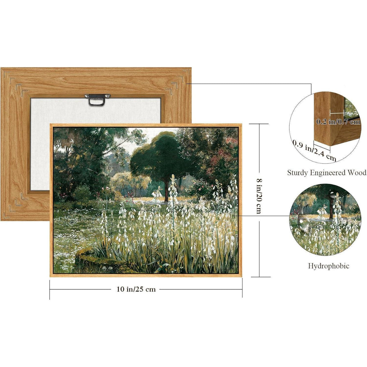 Vintage Leinwandbild mit Holzrahmen – Sommerlandschaft 20x25 cm