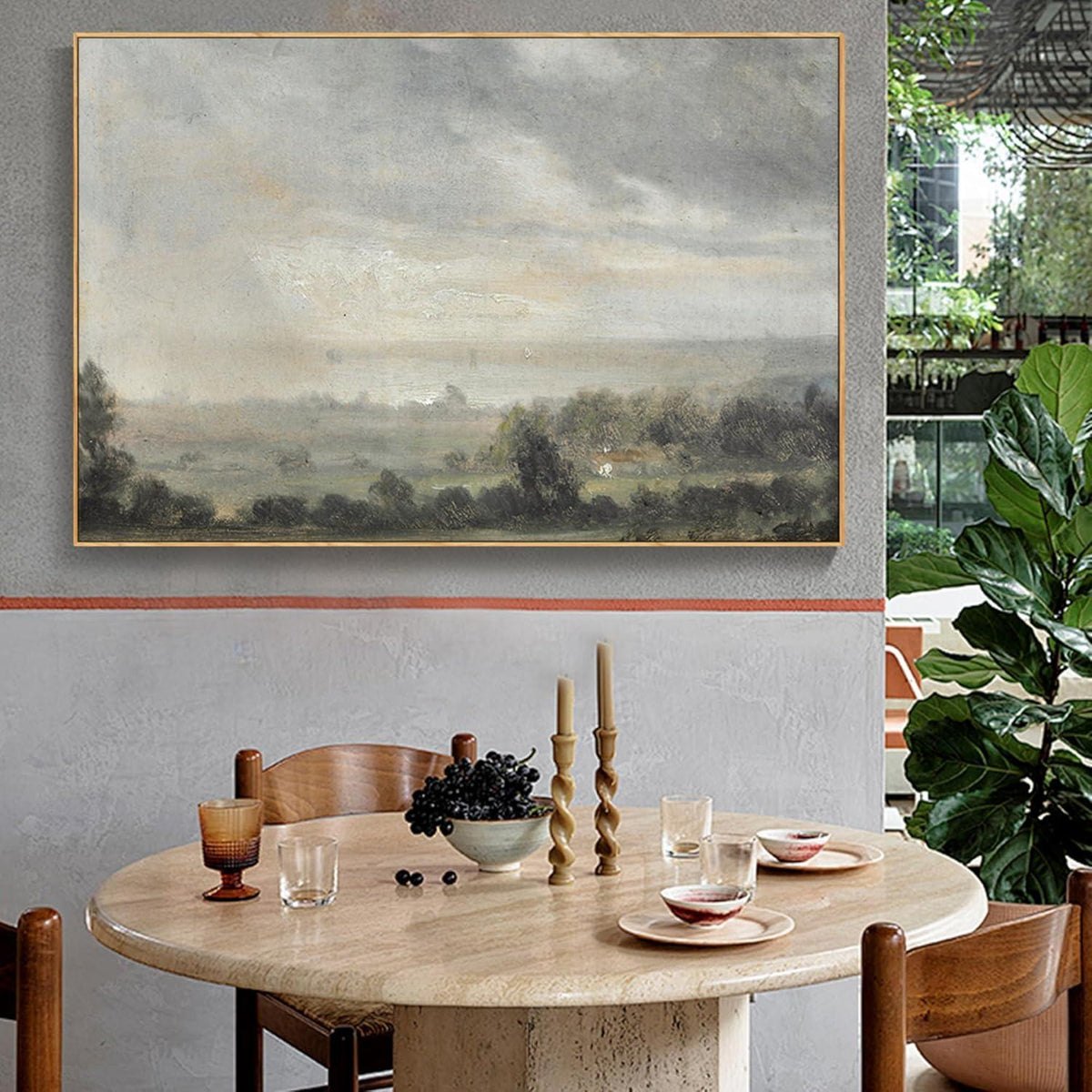Vintage Leinwandbild mit Holzrahmen, 50x75 cm Naturlandschaft