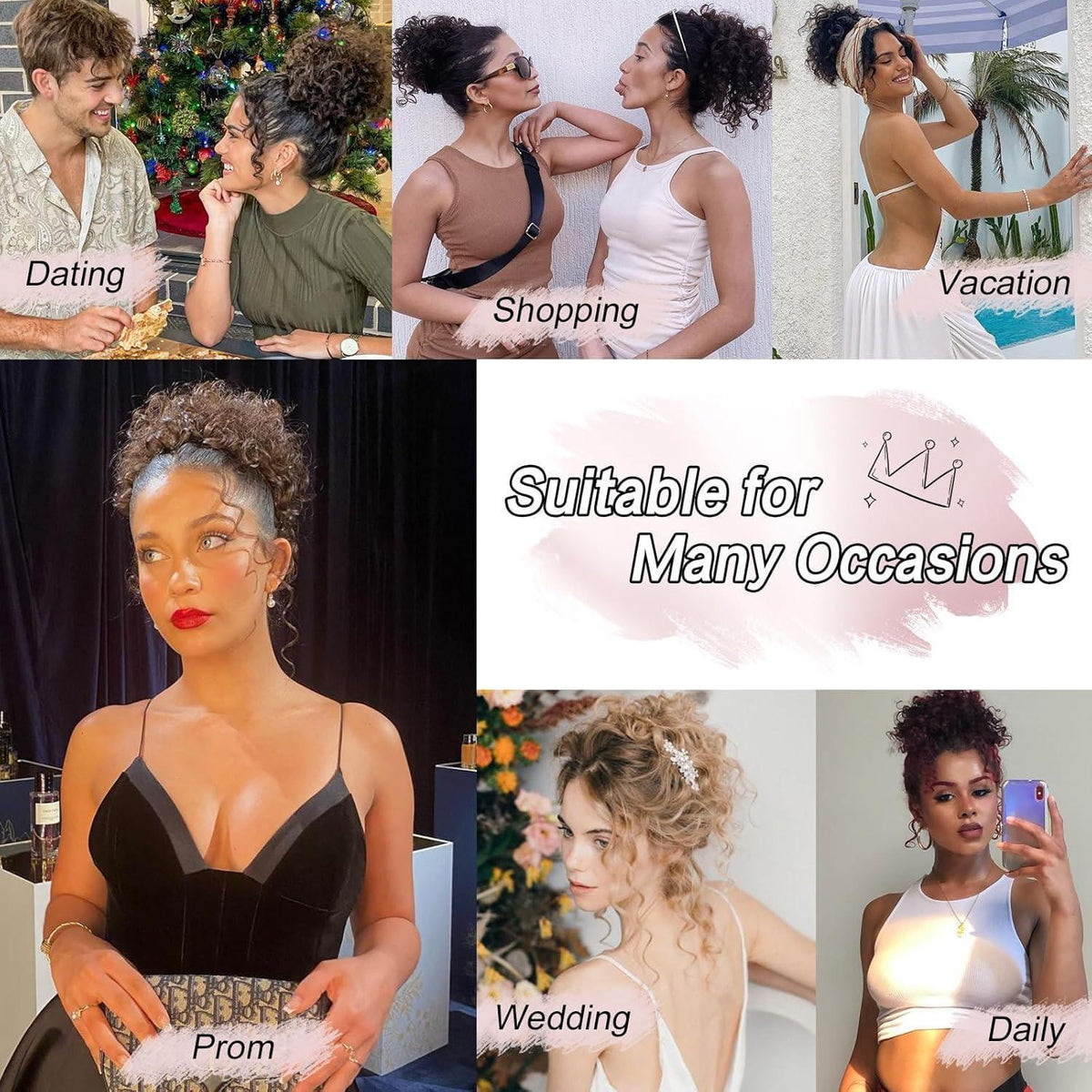 Messy Bun Haarteil Lockige Duttverlängerung Schwarz Braun