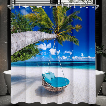 Strand Duschvorhang 120x200cm wasserabweisend mit Ösen