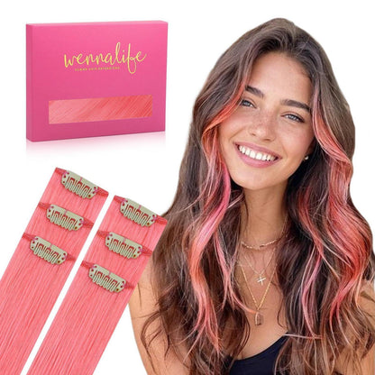 Rosa Clip-In Haarverlängerung 60cm Remy Echthaar