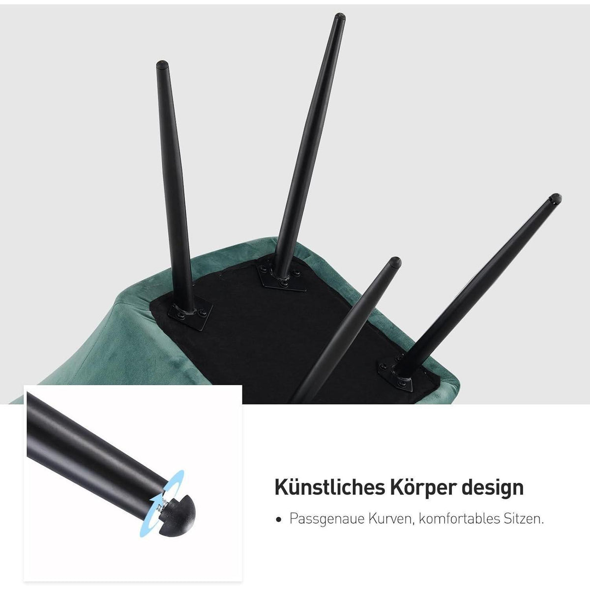 CLIPOP Esszimmerstühle 2er Set Samt Turkis mit Armlehne