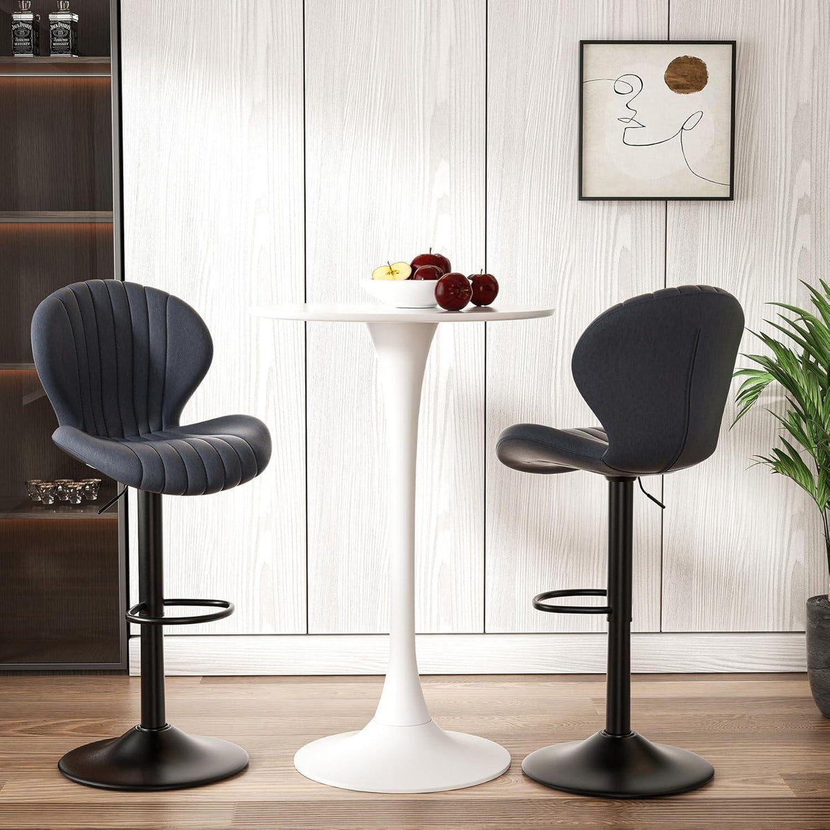 Verstellbarer Barhocker 4er Set mit Fußstütze & 360° Drehung