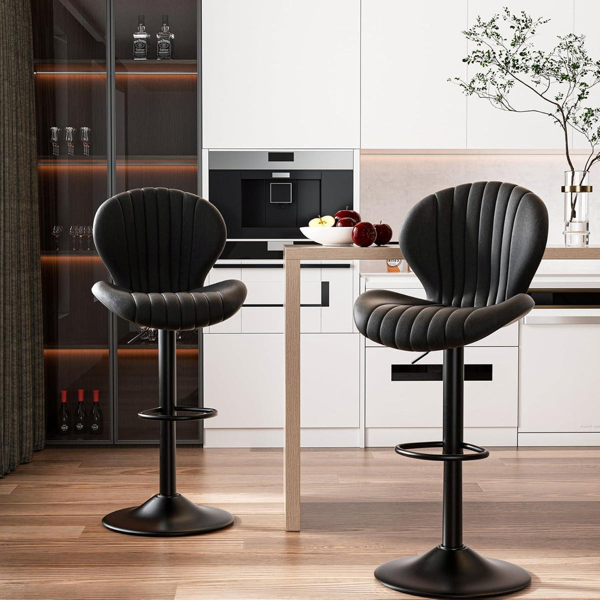 Verstellbarer Barhocker 4er Set mit Fußstütze & 360° Drehung