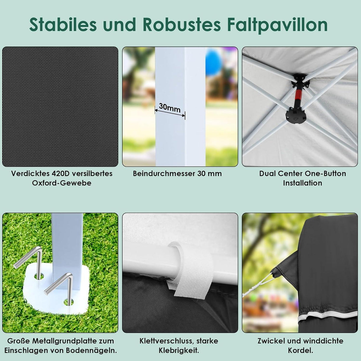 3x6 Faltpavillon wasserdicht – Gartenpavillon mit Seitenteilen