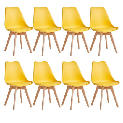 8 Esszimmerstühle Modern Gelb, Buchenbeine & Polsterung