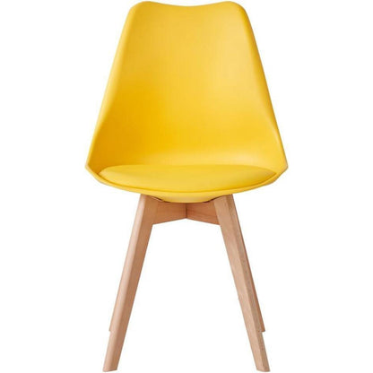 8 Esszimmerstühle Modern Gelb, Buchenbeine & Polsterung