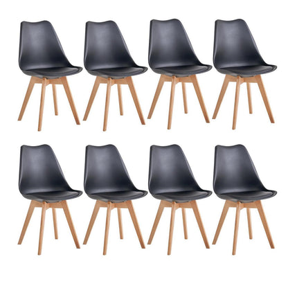 8 Esszimmerstühle Modern Schwarz mit Buchenbeinen
