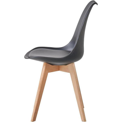8 Esszimmerstühle Modern Schwarz mit Buchenbeinen