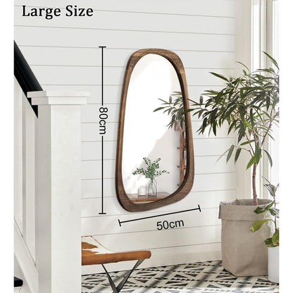 Großer Wandspiegel mit Holzrahmen – Vintage & Asymmetrisch 80x50cm