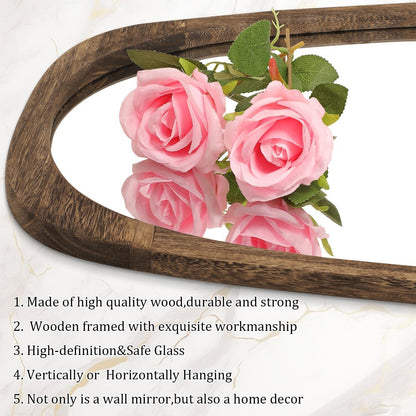 Großer Wandspiegel mit Holzrahmen – Vintage & Asymmetrisch 80x50cm