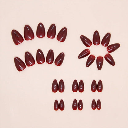 24 Press On Nails Dunkelrot Almond – Full Cover Kunstnägel