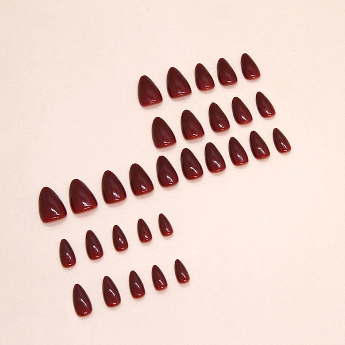 24 Press On Nails Dunkelrot Almond – Full Cover Kunstnägel