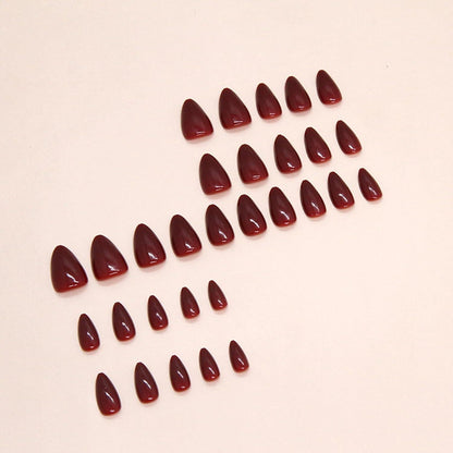 24 Press On Nails Dunkelrot Almond – Full Cover Kunstnägel