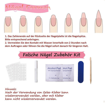 24 Press On Nails Dunkelrot Almond – Full Cover Kunstnägel