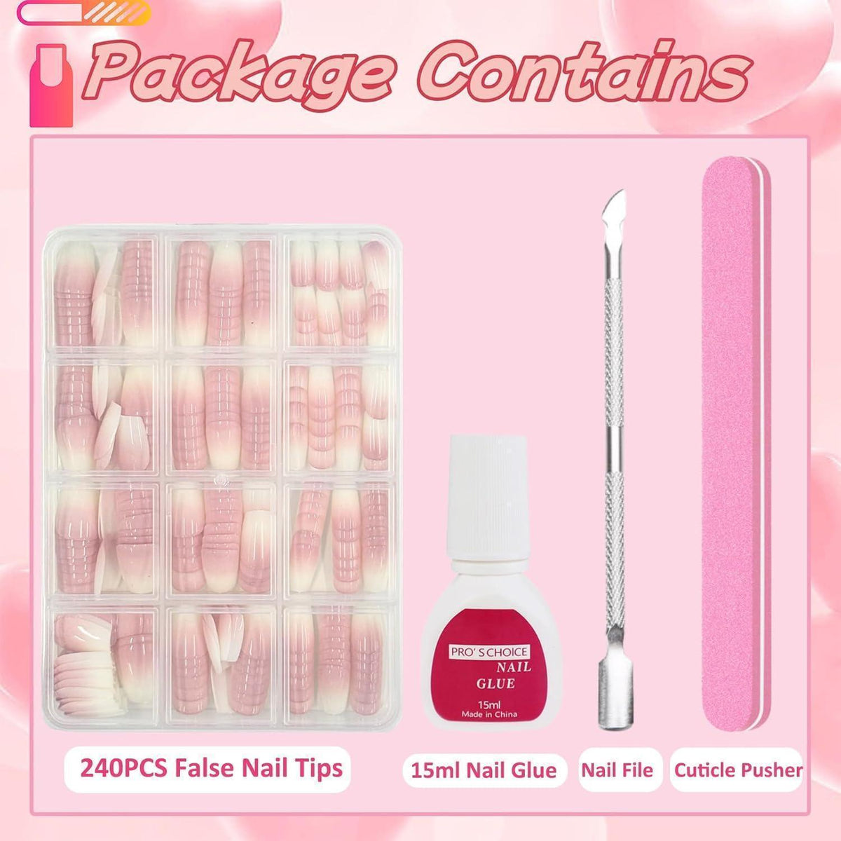 240er Set Französische Falsche Nägel – Aufkleben & Nageldesign