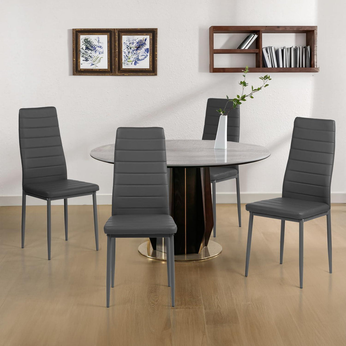 Esszimmerstühle Set 8 Grau –, Robust & Ergonomisch in Lederoptik