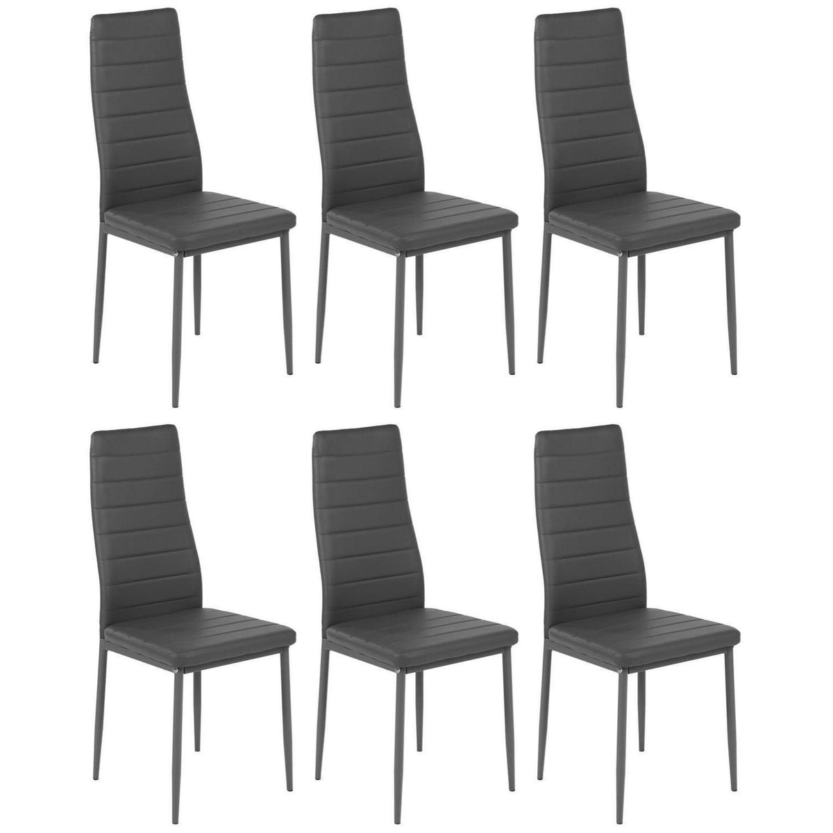 Esszimmerstühle 6er Set Grau –, Robust & Ergonomisch in Lederoptik