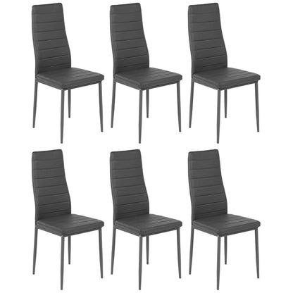 Esszimmerstühle 6er Set Grau –, Robust & Ergonomisch in Lederoptik