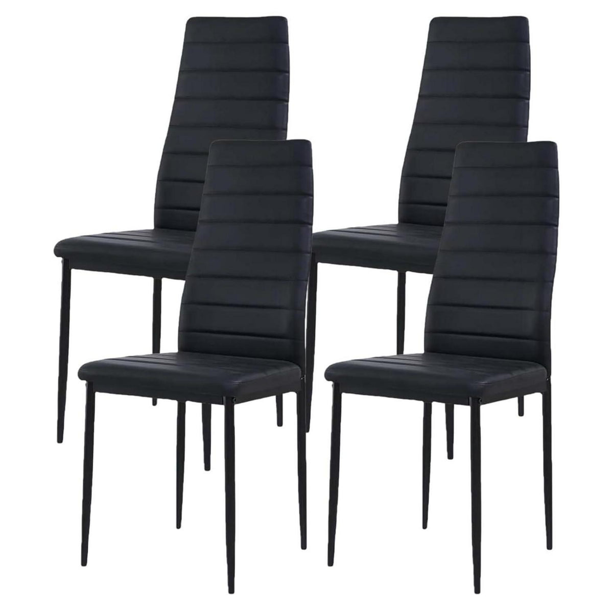 Esszimmerstühle 4er Set Schwarz –, Ergonomisch & Robust in Lederoptik